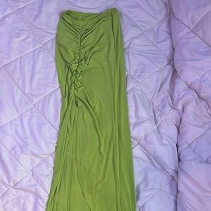 Midi Green Skirt With Slit
